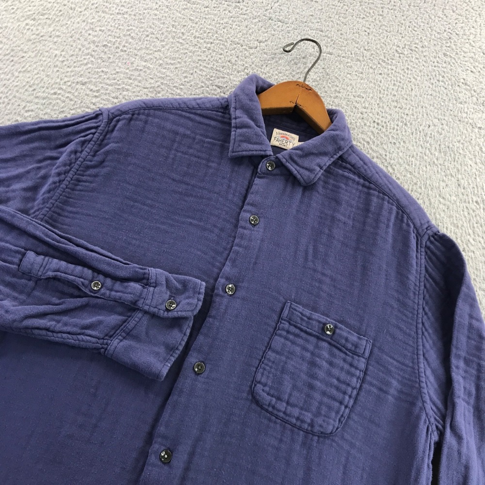 Faherty Shirt Mens Large Purple Gauze Pocket Long Sleeve Button up Surf Cotton